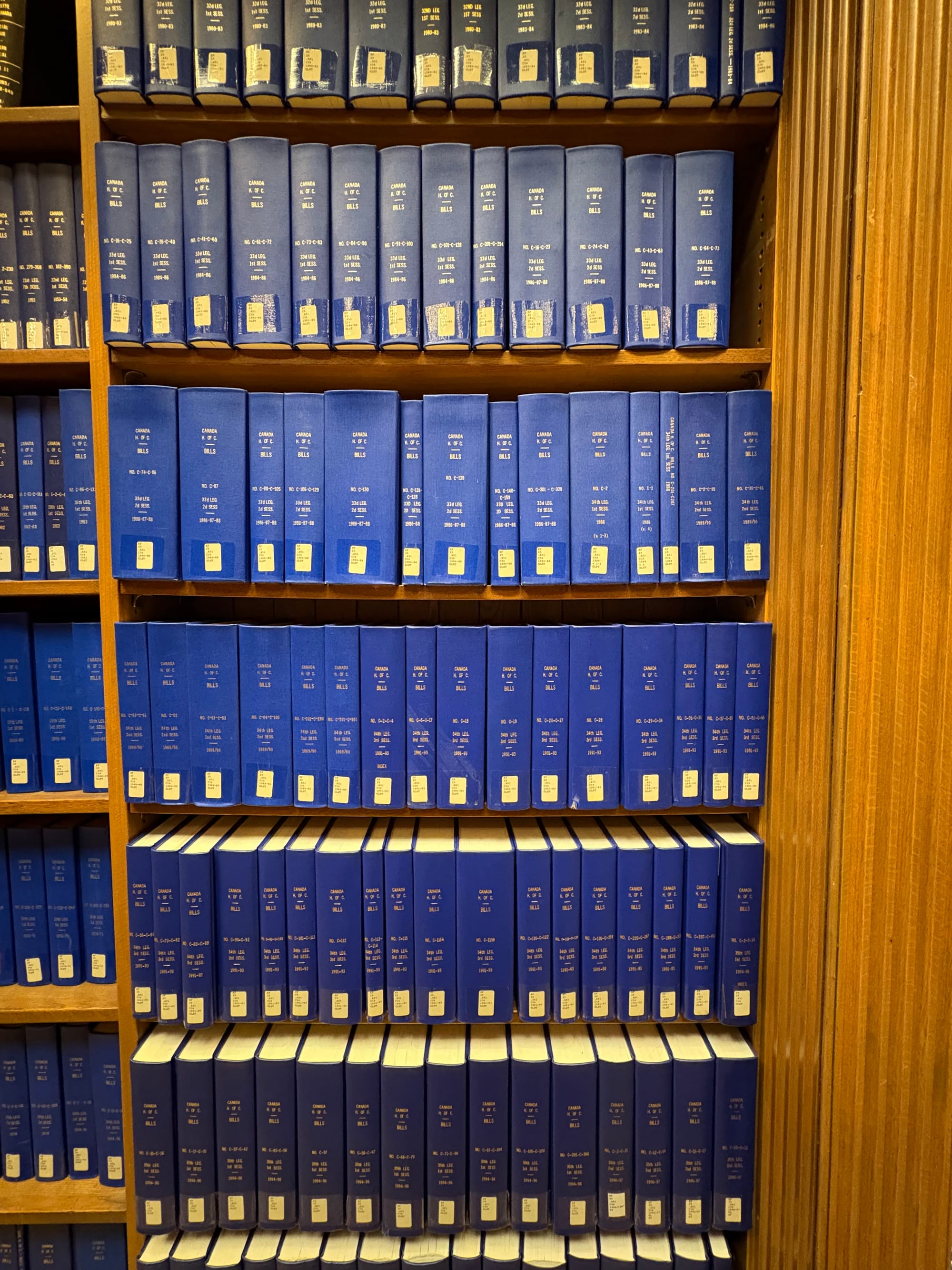 Bound books of Canada House of Commons Bills