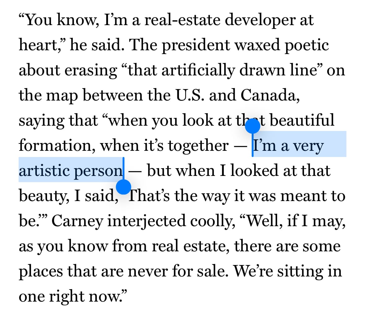 "I'm a very artistic person"